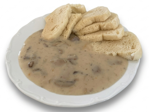 Omáčka houbová, knedlíky kynuté špaldové Omáčka houbová, knedlíky kynuté špaldové